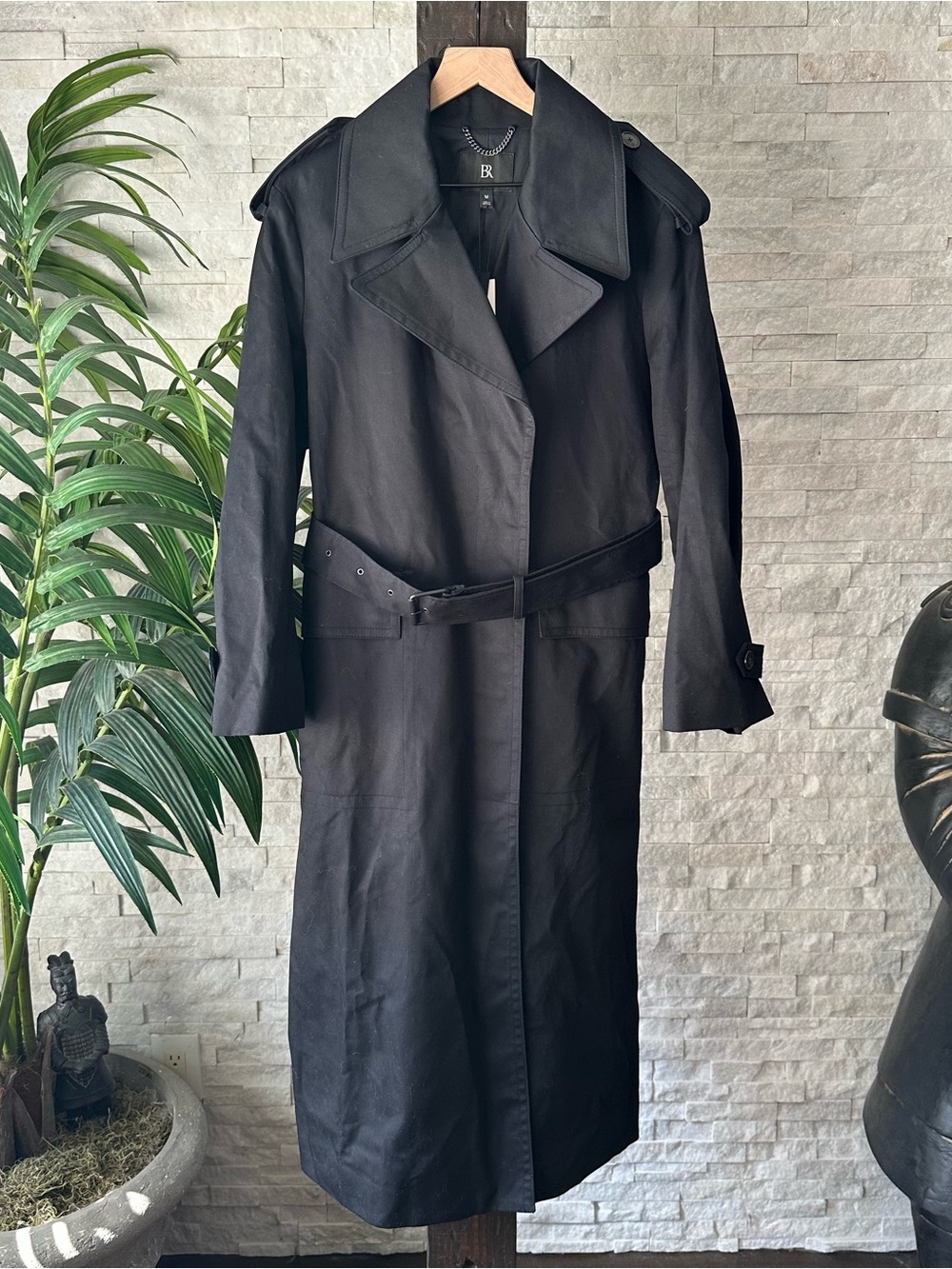 Banana Republic Black Timeless Long Trench Coat Classic Size M New with Tags